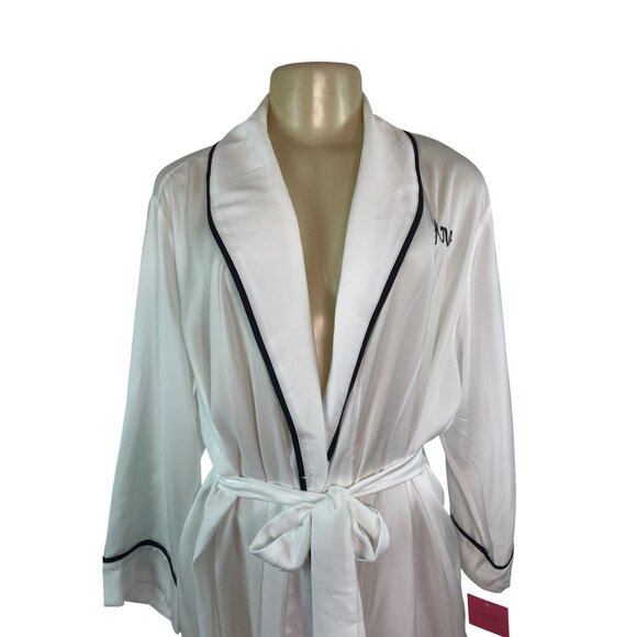Kate Spade New York White Mrs. Embroidered Initials Bathrobe Sz L/XL - New - Picture 4 of 11